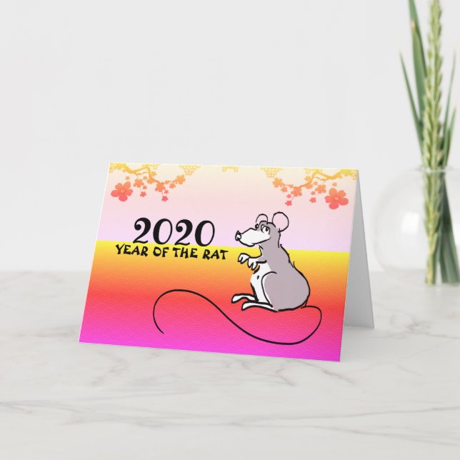 Cartes Pour Fêtes Annuelles Souris Comics Lunaire Rat Nouvel An Printemps GC (Devant)