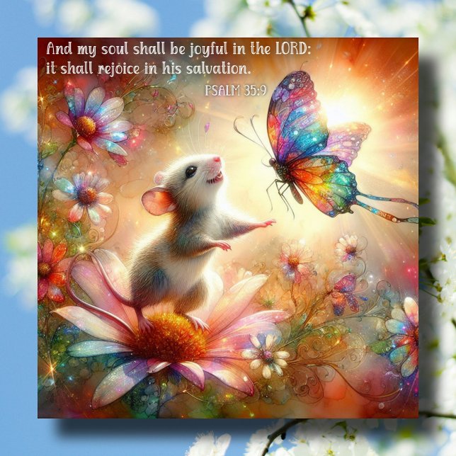 Cartes Pour Fêtes Annuelles Souris D'Aquarelle Et Psaumes De Papillon Pâques (Créateur téléchargé)