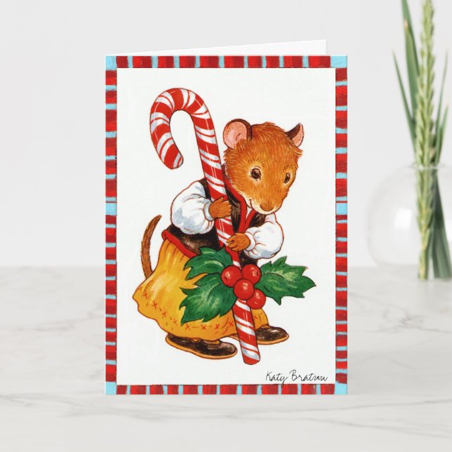 Cartes Pour Fêtes Annuelles Souris de Candycane (Devant)