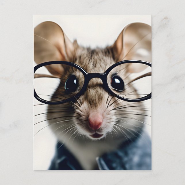 Cartes Pour Fêtes Annuelles Souris de champ Portant des lunettes (Devant)