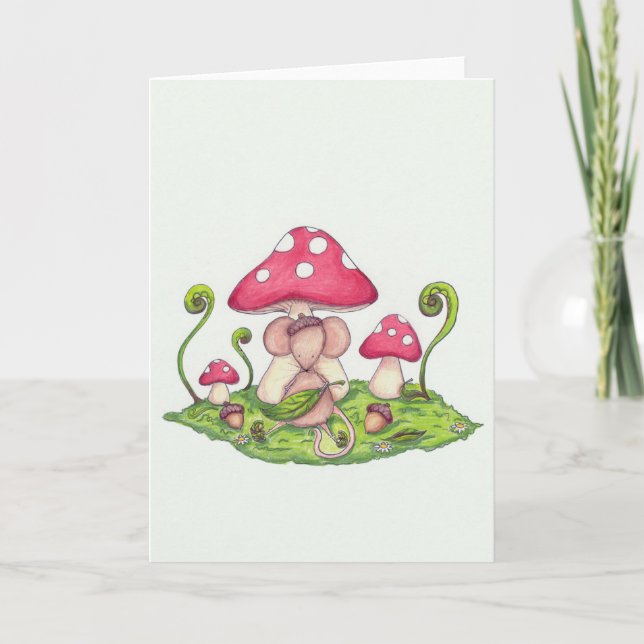 Cartes Pour Fêtes Annuelles Souris de champignons (Devant)