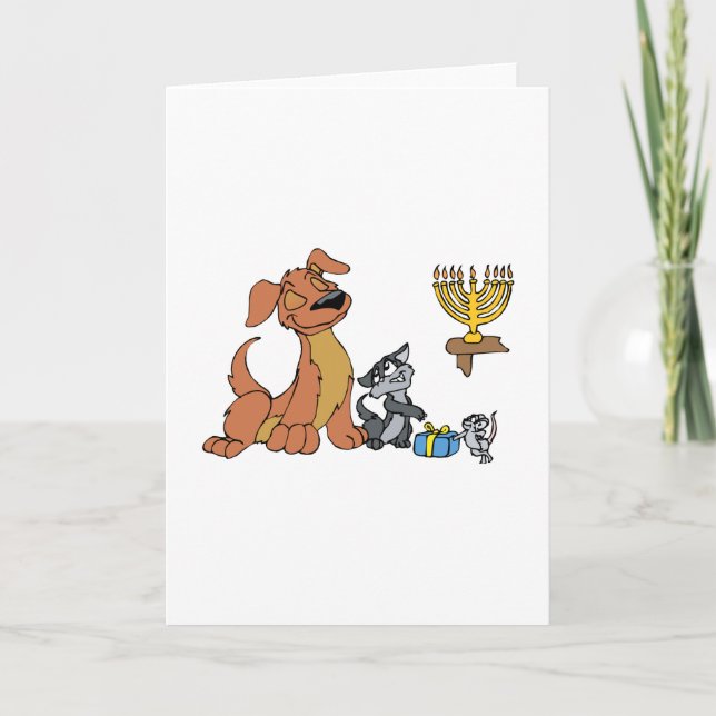 Cartes Pour Fêtes Annuelles souris de chat chien (Devant)