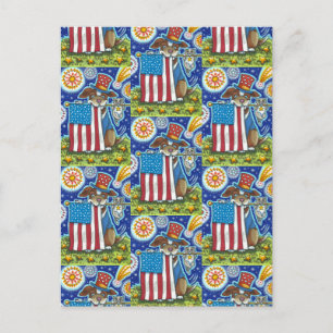 CARTES POUR FÊTES ANNUELLES SOURIS DE CHIEN DE CHIEN À DRAPEAU PATRIOTIQUE, CU