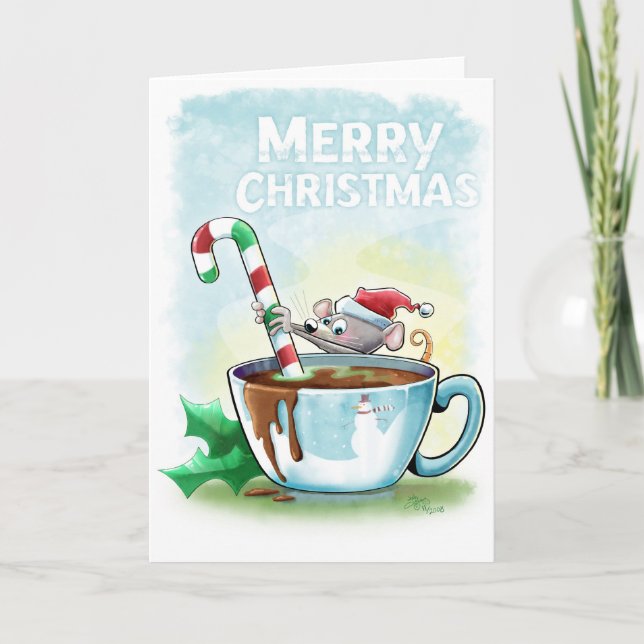 Cartes Pour Fêtes Annuelles Souris de chocolat chaud (Devant)