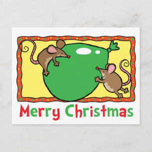 Cartes Pour Fêtes Annuelles Souris de Noël avec un ballon