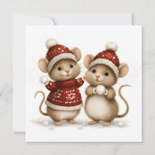 Cartes Pour Fêtes Annuelles Souris de Noël boule de neige