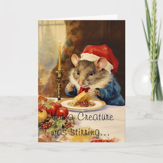 Cartes Pour Fêtes Annuelles Souris de Noël de l'Aquarelle mignonne (Devant)