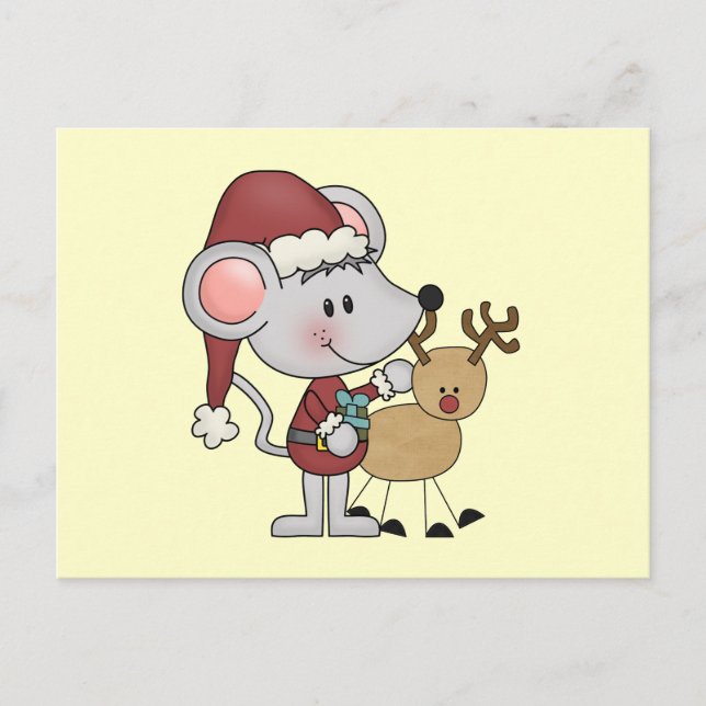 Cartes Pour Fêtes Annuelles Souris de Noël et (Devant)
