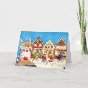 Cartes Pour Fêtes Annuelles Souris de Noël et chat