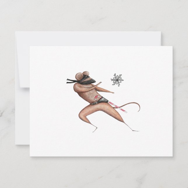 Cartes Pour Fêtes Annuelles Souris de Noël Ninja (Devant)