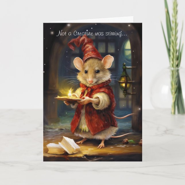 Cartes Pour Fêtes Annuelles Souris de Noël sympa avec script (Devant)