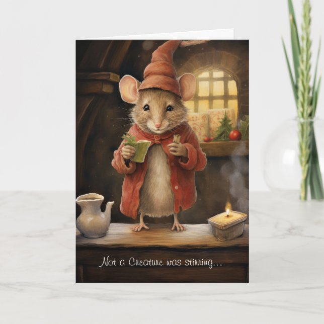 Cartes Pour Fêtes Annuelles Souris de Noël sympa avec script (Devant)