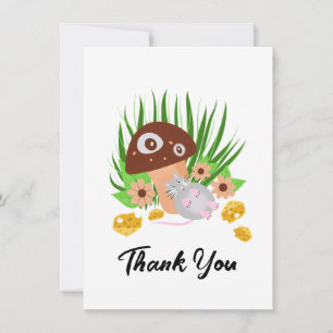 Cartes Pour Fêtes Annuelles Souris drôle avec champignons et fromage