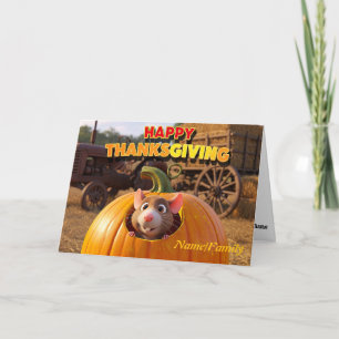 Cartes Pour Fêtes Annuelles Souris drôle dans une citrouille – Bonne Action de