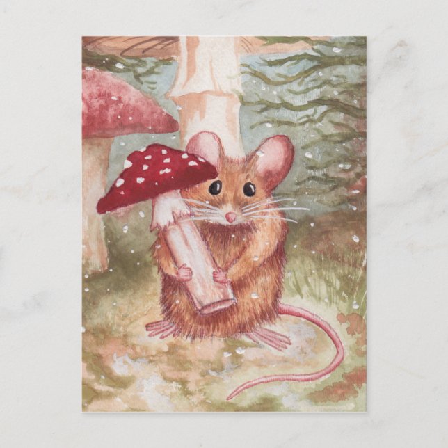 Cartes Pour Fêtes Annuelles Souris et champignon de vacances (Devant)