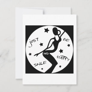 Cartes Pour Fêtes Annuelles Souris Et Sois Heureuse, Drôle Stick femme