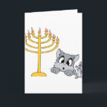 Cartes Pour Fêtes Annuelles Souris Menorah de chat<br><div class="desc">Cette petite souris enseigne le chat au sujet du menorah et de l'histoire derrière Hanoukka.</div>