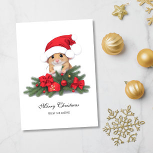 Cartes Pour Fêtes Annuelles Souris mignonne avec Casquette rouge Noël personna