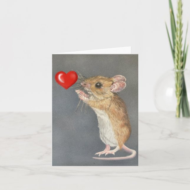 Cartes Pour Fêtes Annuelles Souris mignonne et coeur Valentine (Devant)