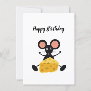 Cartes Pour Fêtes Annuelles Souris noire avec fromage