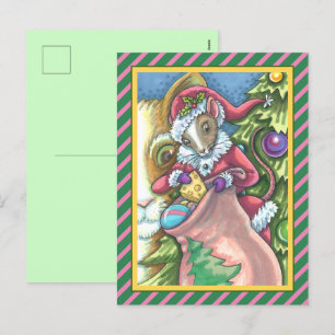 CARTES POUR FÊTES ANNUELLES SOURIS PÈRE NOËL APPORTE DE BEAUX CADOUS DE NOËL A