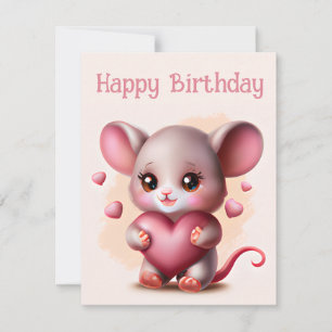 Cartes Pour Fêtes Annuelles Souris pour bébé avec le coeur de Valentine