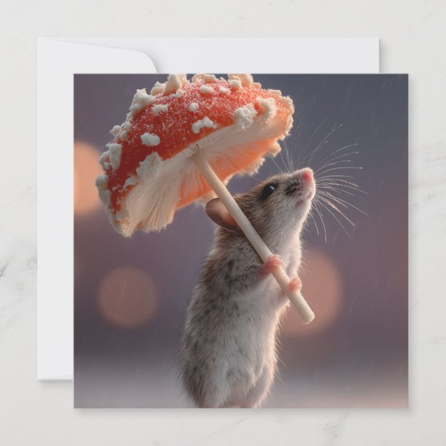 Cartes Pour Fêtes Annuelles Souris Whimsical utilisant un champignon comme par (Devant)