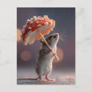 Cartes Pour Fêtes Annuelles Souris Whimsical utilisant un champignon comme par