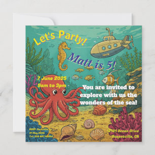 Cartes Pour Fêtes Annuelles Sous la mer - Sous-marin
