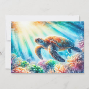 Cartes Pour Fêtes Annuelles Sous la tortue de mer