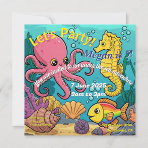 Cartes Pour Fêtes Annuelles Sous le Sea Party