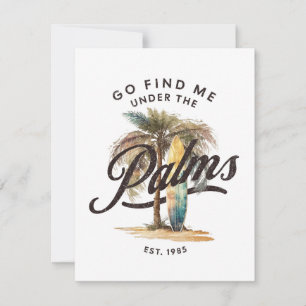 Cartes Pour Fêtes Annuelles Sous Les Palmiers - Surf