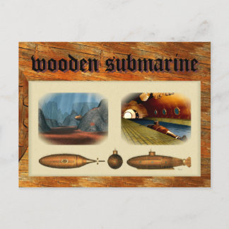 Cartes Pour Fêtes Annuelles sous-marin en bois