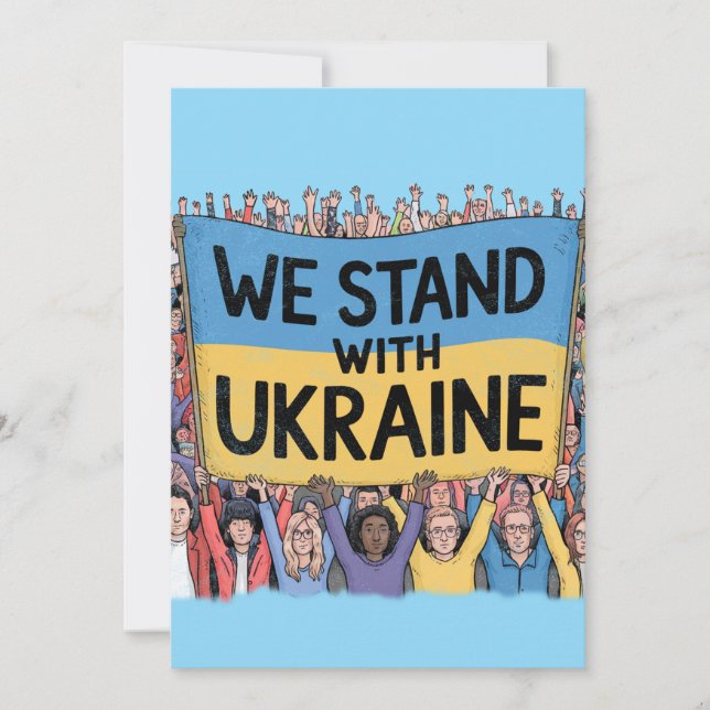 Cartes Pour Fêtes Annuelles Soutenez l'Ukraine Crowd Design, Unité et Liberté (Devant)