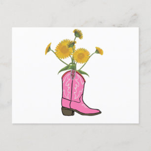 Cartes Pour Fêtes Annuelles Southern Cowgirl Western Postcard Pink Boot