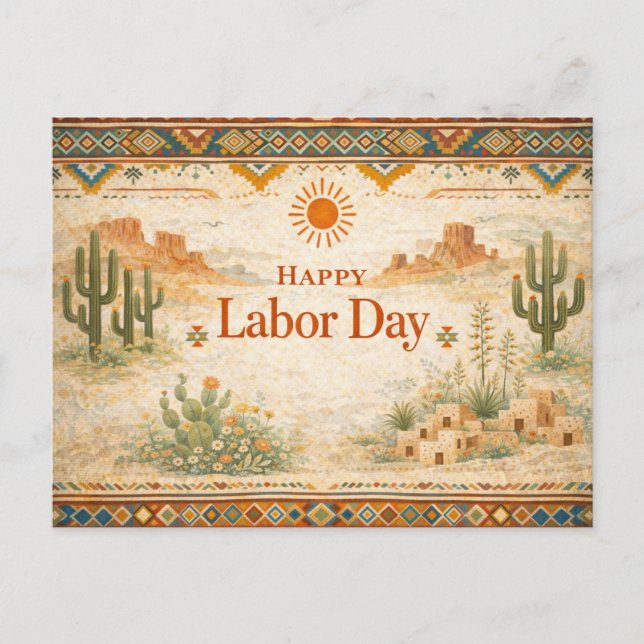 Cartes Pour Fêtes Annuelles Southwestern Desert Happy Labor Day (Devant)