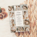 Cartes Pour Fêtes Annuelles Souvenirs à feuillage persistant | 10 Photo Collag<br><div class="desc">Une carte de Noël élégante et intemporelle. Ce design présente un collage de 10 photos triées sur le volet, une combinaison de six carrés, deux paysages et deux photos de portrait disposées autour du bord de la carte. Au milieu de la carte, 'Joyeux Noël' est écrit en calligraphie de script...</div>