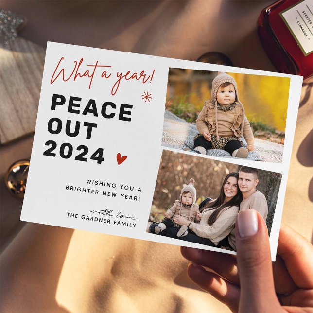 Cartes Pour Fêtes Annuelles Souvenirs et nouveaux débuts : 2 Photo Peace Out 2 (Créateur téléchargé)
