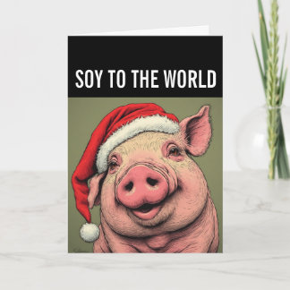 CARTES POUR FÊTES ANNUELLES SOY TO THE WORLD PIG VEGAN CHRISTMAS GREETING CARD