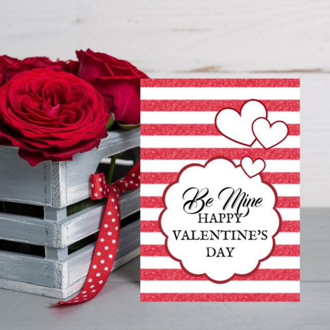 Cartes Pour Fêtes Annuelles Soyeux Saint-Valentin Cœur Rayures de Craie (Créateur téléchargé)