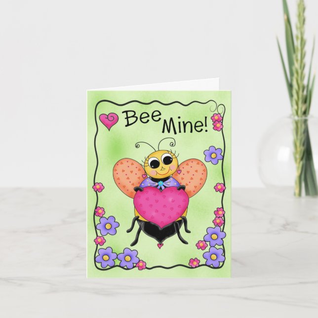 Cartes Pour Fêtes Annuelles Soyez art de Valentine d'abeille de miel de mine (Devant)