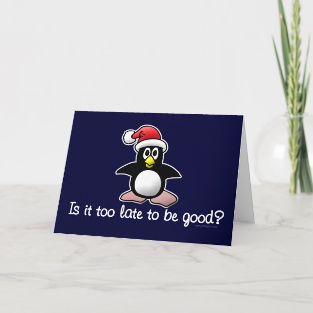 Cartes Pour Fêtes Annuelles Soyez bon ? Pingouin drôle de Noël (Devant)
