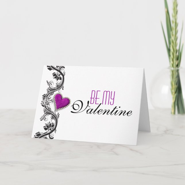 Cartes Pour Fêtes Annuelles "Soyez coeur pourpre romantique de mon Valentine" (Devant)