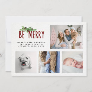 Cartes Pour Fêtes Annuelles Soyez Joyeux Four Photo moderne Noël avec Pine