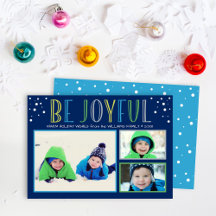 Soyez Joyful Modern Navy Blue Photo Collage