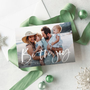 Cartes Pour Fêtes Annuelles Soyez la joie de la photo de Noël à l'écriture mod