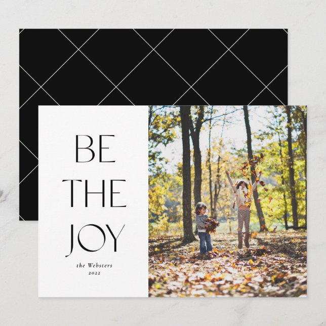 Cartes Pour Fêtes Annuelles Soyez la joie simple une photo Noël (Devant / Derrière)