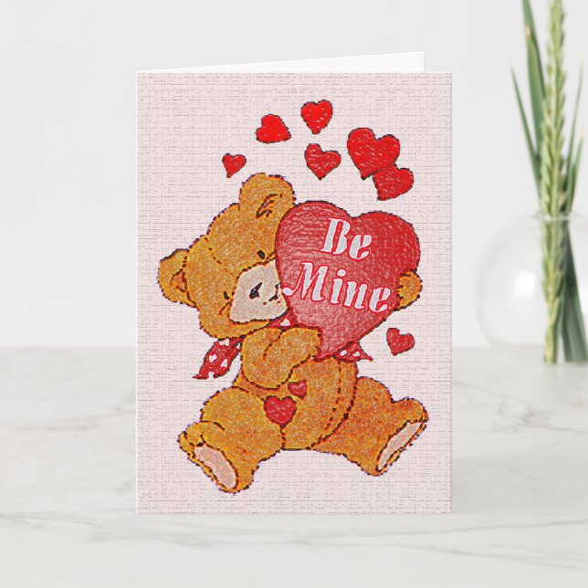 Cartes Pour Fêtes Annuelles Soyez le mien Teddy Bear Valentine Card (Devant)