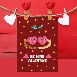 Cartes Pour Fêtes Annuelles Soyez Ma Saint-Valentin, 2 Cerises Roses Mignonnes