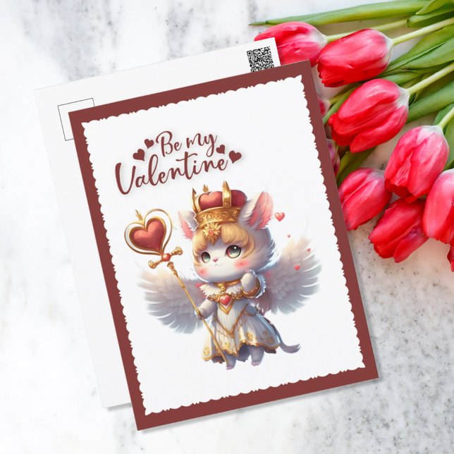 Cartes Pour Fêtes Annuelles Soyez ma Saint Valentin Cute Chibi Chat Valentine (Créateur téléchargé)